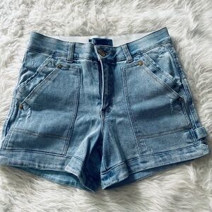 Democracy Light Wash Denim Utility Shorts